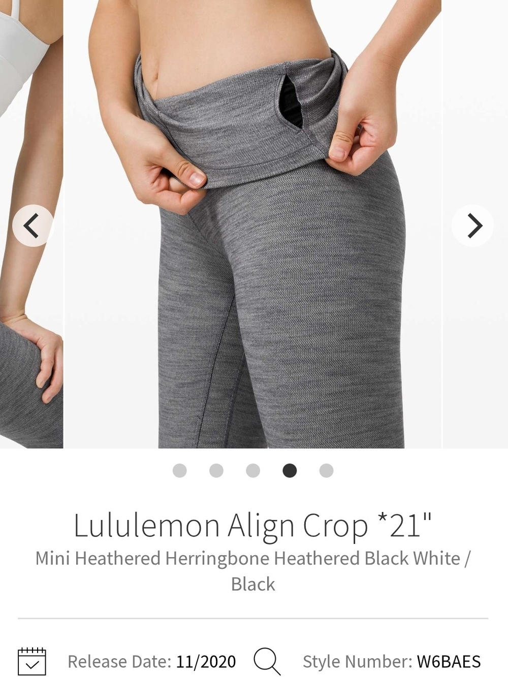 lululemon High Rise Gray Silver NULU Leggings Like New - Picture 4 of 7